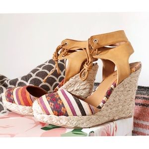 Qupid Espadrille Platform Wedge Sandals